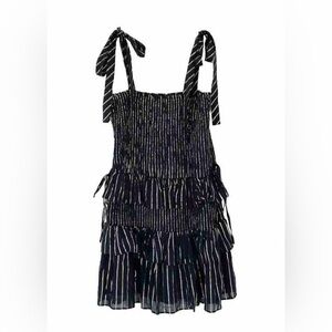 NWT HOUSE OF HARLOW 1960 dress size M black gold mini sleeveless cotton